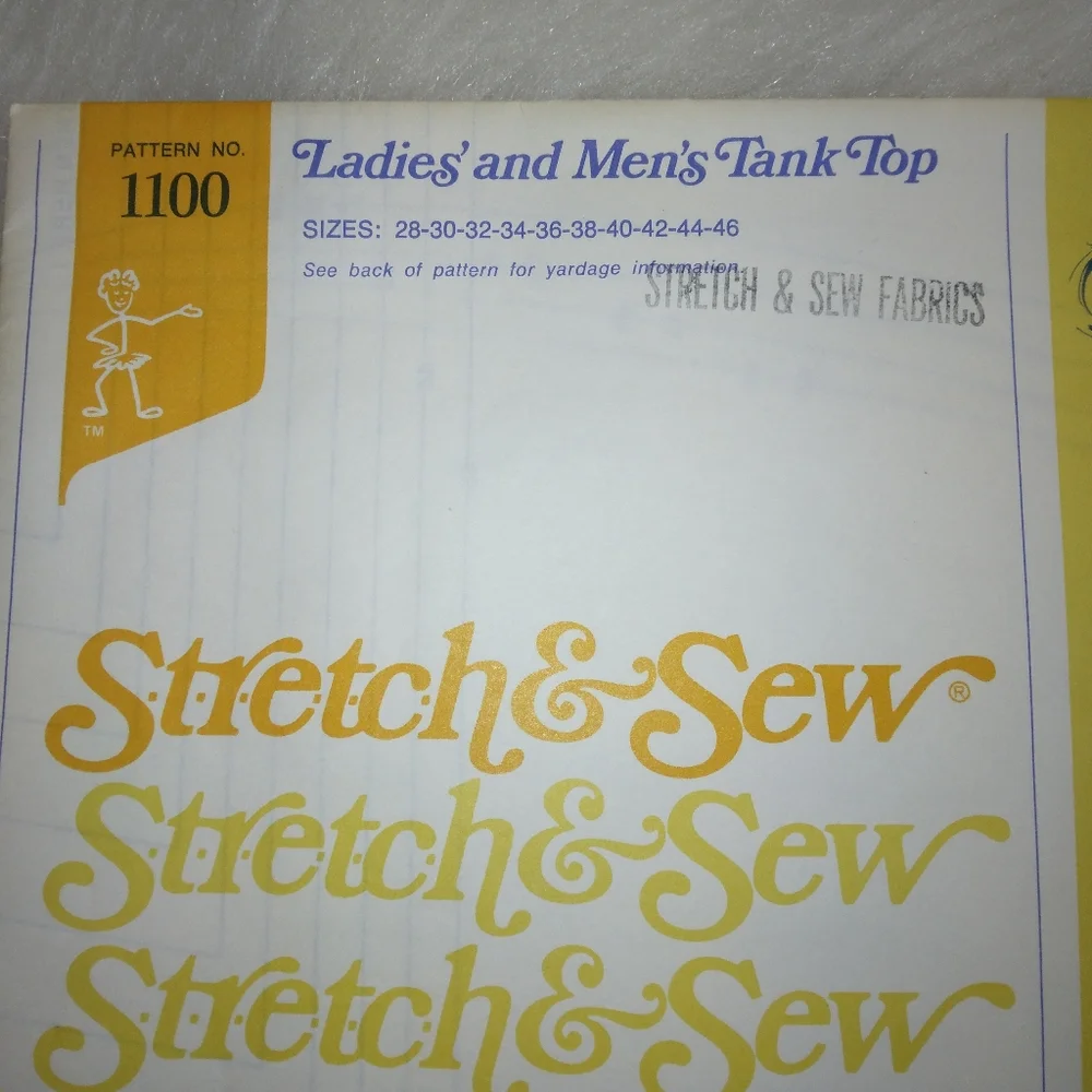 STRETCH & SEW 1100 Ladies' & Men's Tank Top Bust 28-30-32-4-36-38-40-42-44